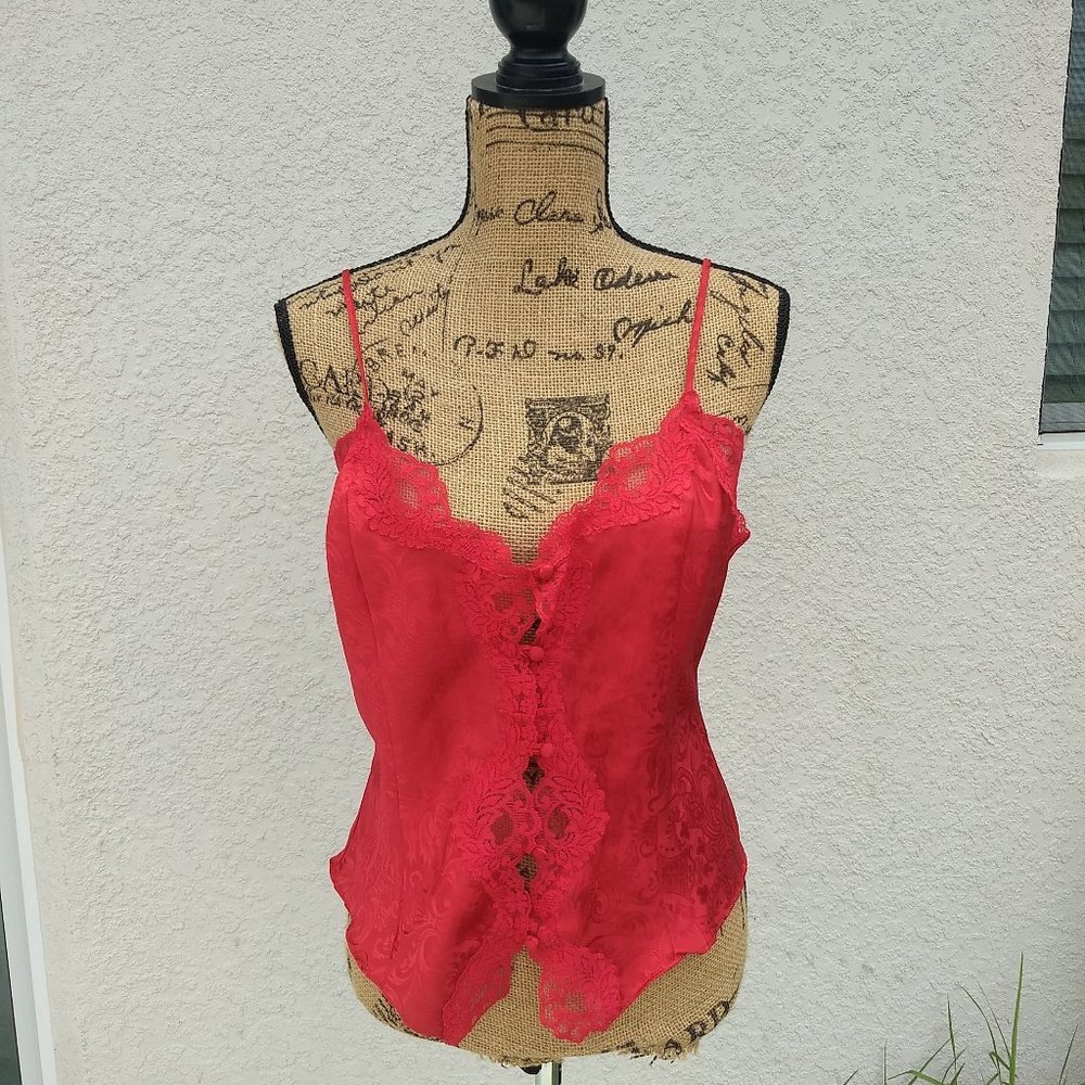 Victoria's Secret Gold Label Red Brocade Cami Top